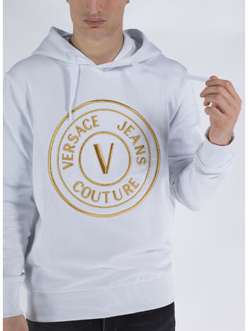 FELPA CON LOGO RICAMATO, G03 WHITE/GOLD, small