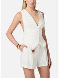 GILET IN GABARDINA DI MISTO LINO, 360 AVORIO, thumb