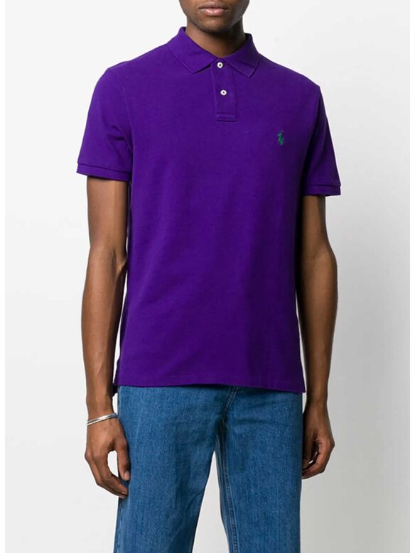 POLO A MANICHE CORTE CON LOGO RICAMATO, CHALET PURPLE, medium