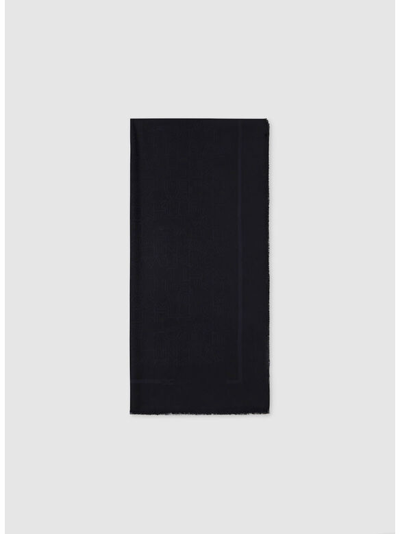PASHMINA IN JACQUARD CON LETTERING ALL-OVER, 110 NERO, medium