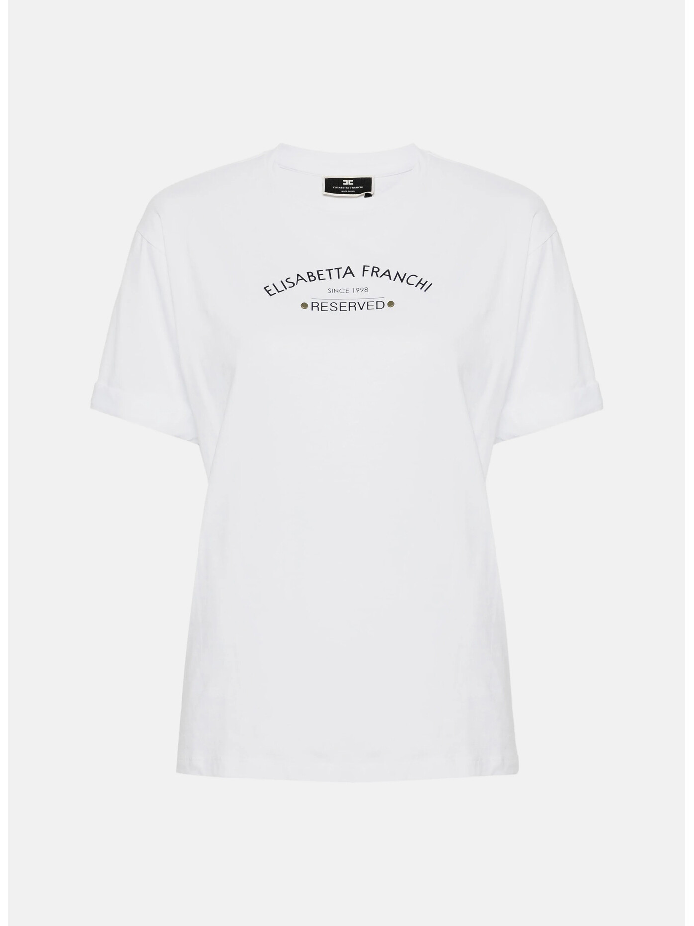 国内発送関込【ELISABETTA FRANCHI】ロゴ入りジャージーTシャツ エリザベッタ フランキ ロゴプリント ジャージーTシャツ 関税込