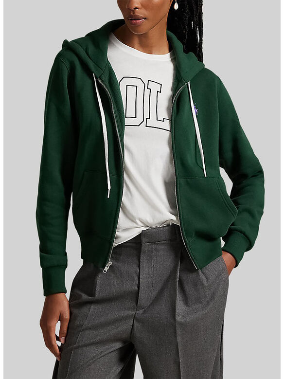 FELPA FULL ZIP CON LOGO RICAMATO, NORTHWEST PINE, medium