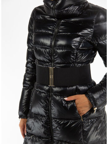 PIUMINO LUNGO CON CINTURA, 9300 NERO, small
