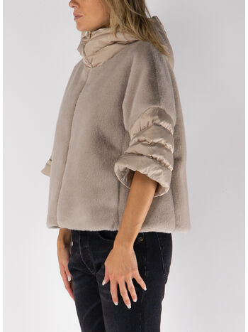 GIACCA IN PELLICCIA SINTETICA CON CAPPUCCIO, 1985 CHANTILLY, small