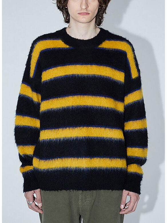 MAGLIONE CREW OVER STRIPE, BC03 NERO/BLUETTE/GIALLO, medium