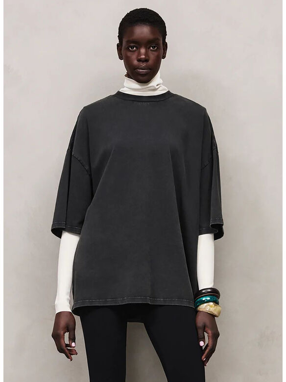T-SHIRT HEAVY BOXY UNISEX, 0392 WASHEDBLACK, medium