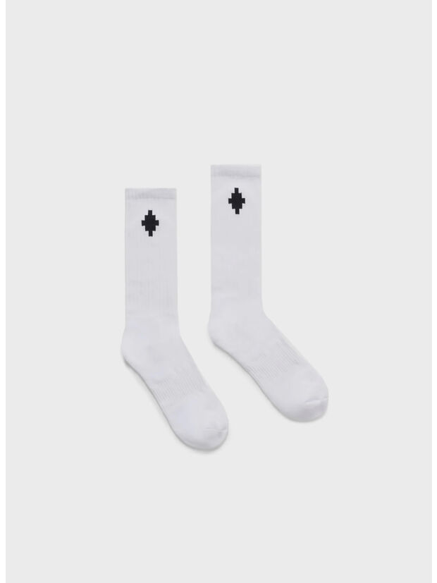 CALZINI CROSS SIDEWAY, 0110 WHITE BLACK, large