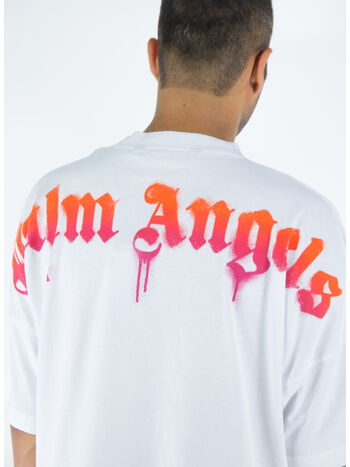 T-SHIRT SPRAYED PALM LOGO OVER, 0132 WHITE FUCHSIA, small