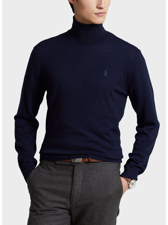 PULLOVER A COLLO ALTO, HUNTER NAVY, medium