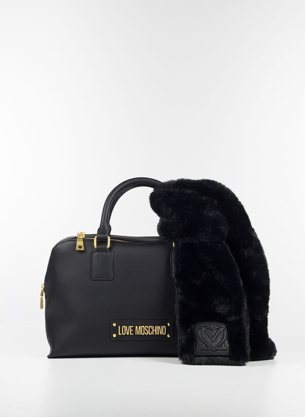 BORSA A MANO CON SCIARPA, 000NERO, large