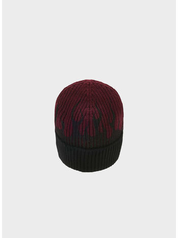 CAPPELLO BEANIE CON FIAMME, GRAPE WINE BLACK, small