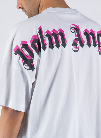 T-SHIRT LOGO POSTERIORE, 0132WHITEFUCHSIA, small