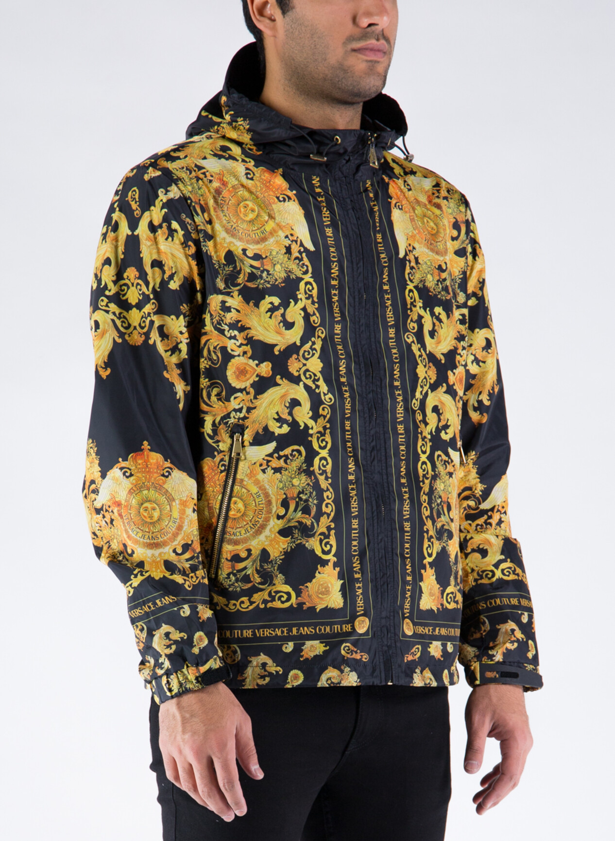 VERSACE JEANS COUTURE GIUBBOTTO PRINT BAROQUE Giallo, Nero Uomo | Selecteur