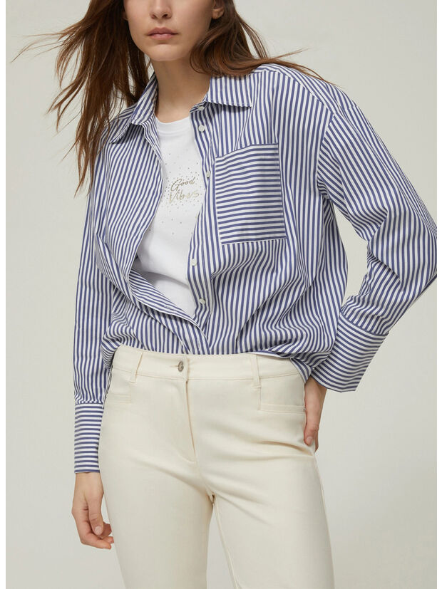 CAMICIA OVERSIZE IN POPELINE, 005 BASTONETTO, large