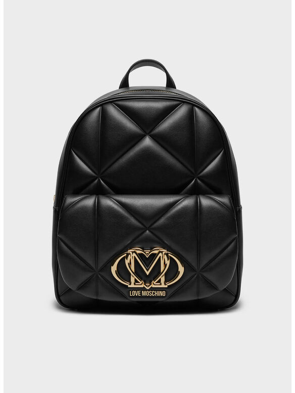 ZAINO TRAPUNTATO CON LOGO IN RILIEVO, 000 NERO, medium