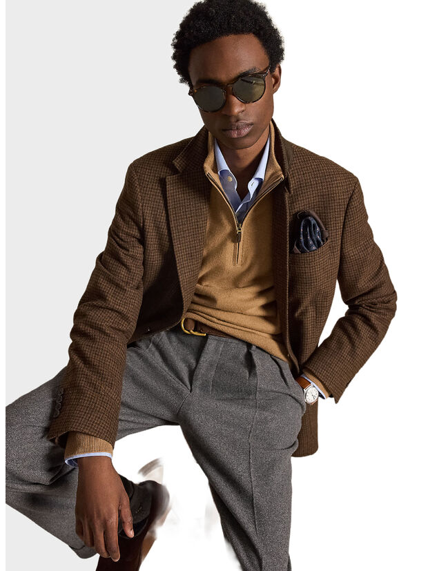 MAGLIONE MEZZA ZIP, CROUTON TAN HEATHER, large