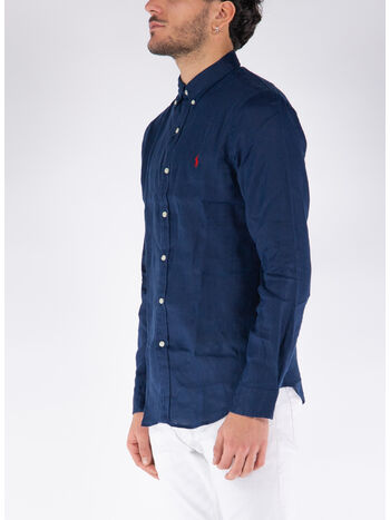 CAMICIA IN LINO, NEWPORT NAVY, small