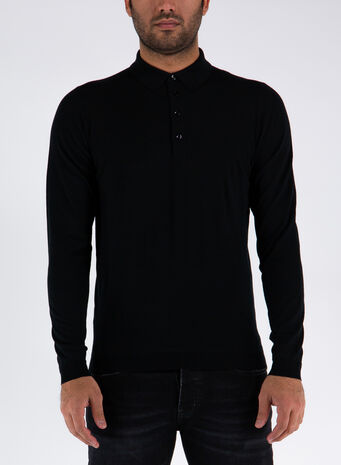 POLO A MANICHE LUNGHE, NERO, small