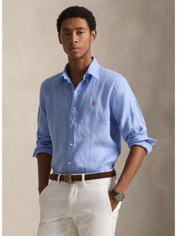 CAMICIA IN LINO SLIM-FIT, AUSTIN BLUE, medium