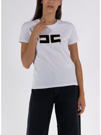 T-SHIRT IN COTONE CON LOGO IN VELLUTO, , small