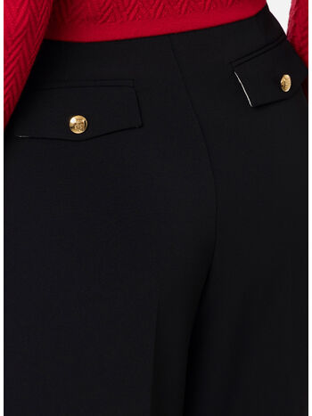 PANTALONE IN CRÊPE STRETCH CON DOPPIE PINCES, 110 NERO, small