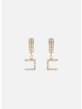 ORECCHINI CON LOGO IN STRASS, 610 ORO, thumb