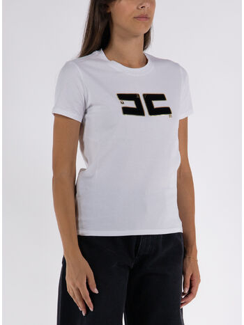 T-SHIRT IN COTONE CON LOGO IN VELLUTO, , small