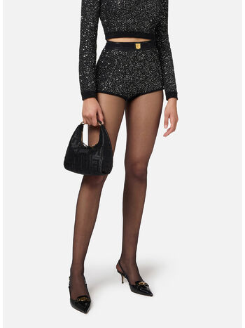 SHORTS CON FILO PAILLETTES, X16 NERO/SILVER, small