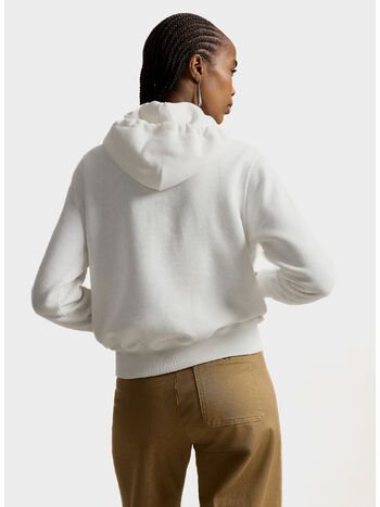 FELPA CON LOGO RICAMATO, WHITE, small