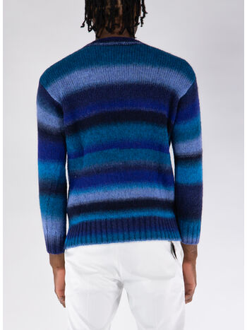 MAGLIONE GIROCOLLO RIGATO, 08 BLU, small