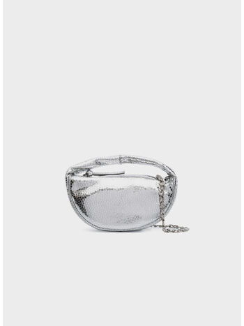 BORSA BABY CUSH SILVER FLAGSTONE LEATHER, SV SILVER, small