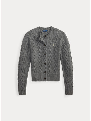 CARDIGAN INTRECCIATO, FLANNEL GREY HEATHER, small