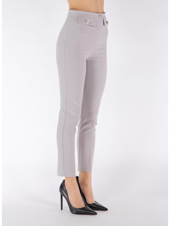 PANTALONE DRITTO IN CRÊPE STRETCH CON PATTE, 155, small
