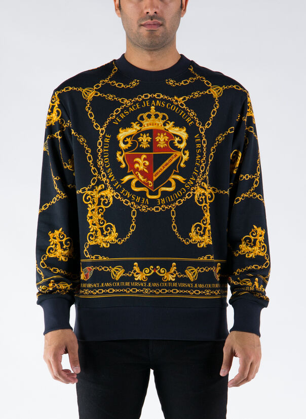 VERSACE JEANS COUTURE FELPA CREWNECK Giallo, Nero Uomo | Selecteur