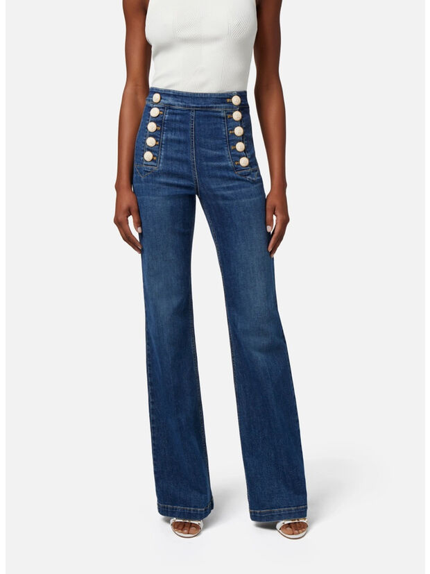 JEANS PALAZZO CON BOTTONIERA, , large