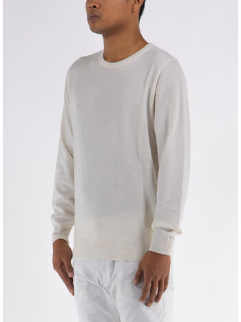 MAGLIONE GIROCOLLO RASATO, 01 BIANCO, small