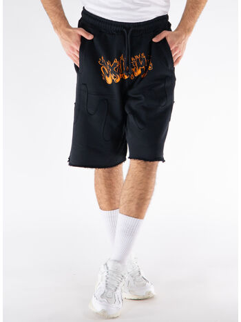 SHORTS RIPPED FLAME, NERO, small