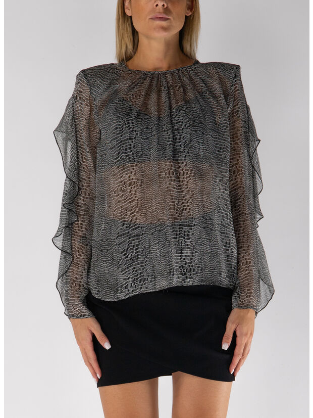 CAMICIA CON ROUCHES, 110 NERO, large