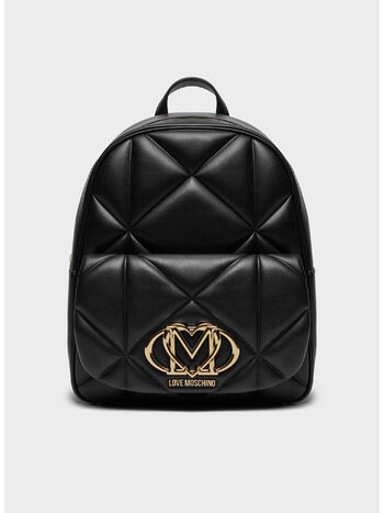 ZAINO TRAPUNTATO CON LOGO IN RILIEVO, 000 NERO, small