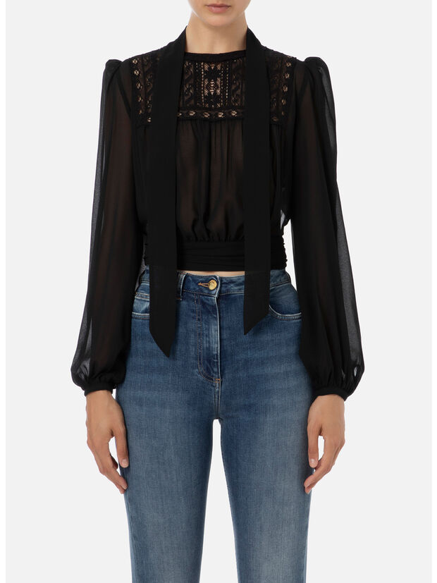 CAMICIA CON PIZZO, 110 NERO, large