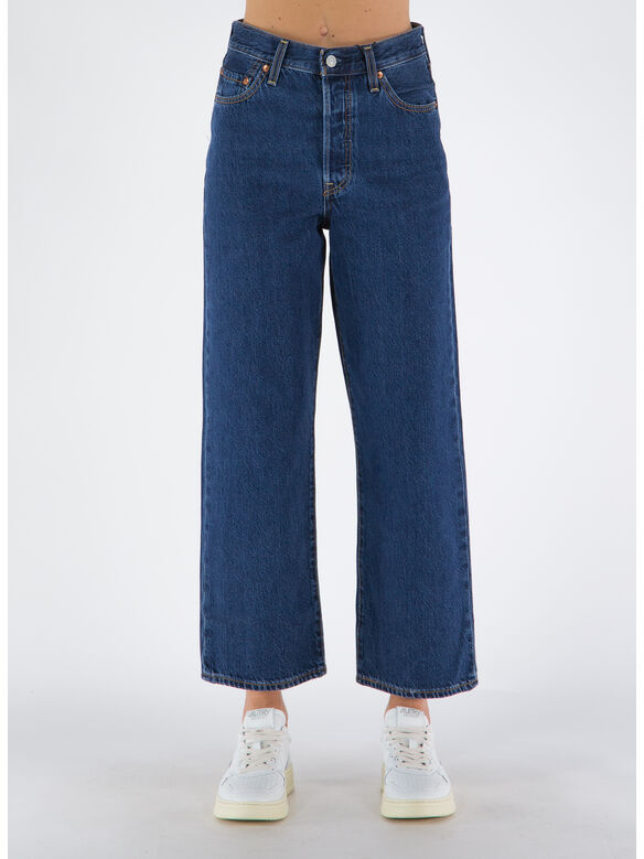JEANS RIBCAGE STRAIGHT ANKLE DENIM, DARK INDIGO, medium