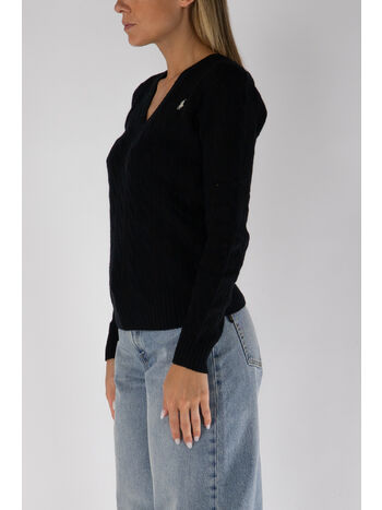 MAGLIONE KIMBERLY CON SCOLLO A V, POLO BLACK, small