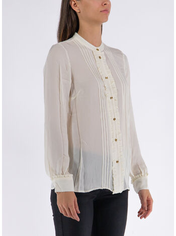 CAMICIA RUCHES BUTTON DOWN, 110 BONE, small