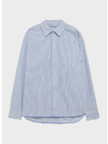 CAMICIA OXFORD DROPPED RAW EDGE IN COTONE CON MOTIVO STRIPE, C0153 WHITE/BLUE, thumb