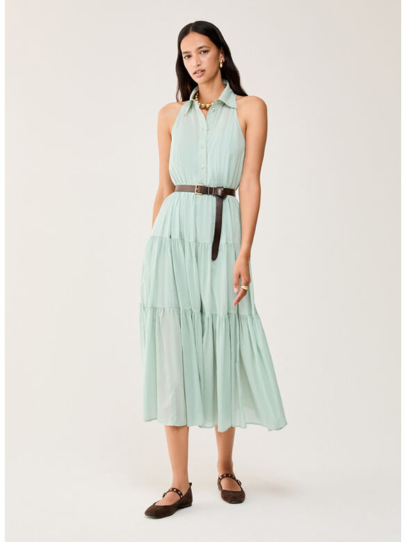 ABITO A BALZE IN VOILE DI COTONE, 003 ACQUA MARINA, medium