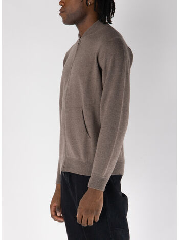 CARDIGAN CON CHIUSURA A ZIP, 920 TORTORA, small