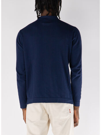 CAMICIA IN MAGLIA A MANICHE LUNGHE, 799 BLU NAVY, small