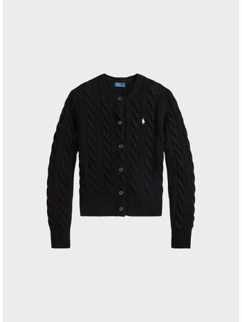 CARDIGAN A TRECCE IN LANA E CASHMERE, POLO BLACK, small