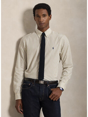 CAMICIA IN POPELINE A RIGHE, 3249G WHITE COASTAL BEIGE, small