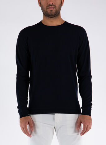 MAGLIA CON GIROCOLLO, BLU, small